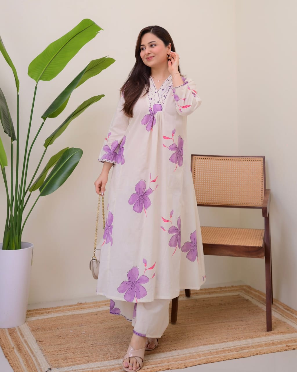 Zarika – Lavender Blossom Printed Kurti