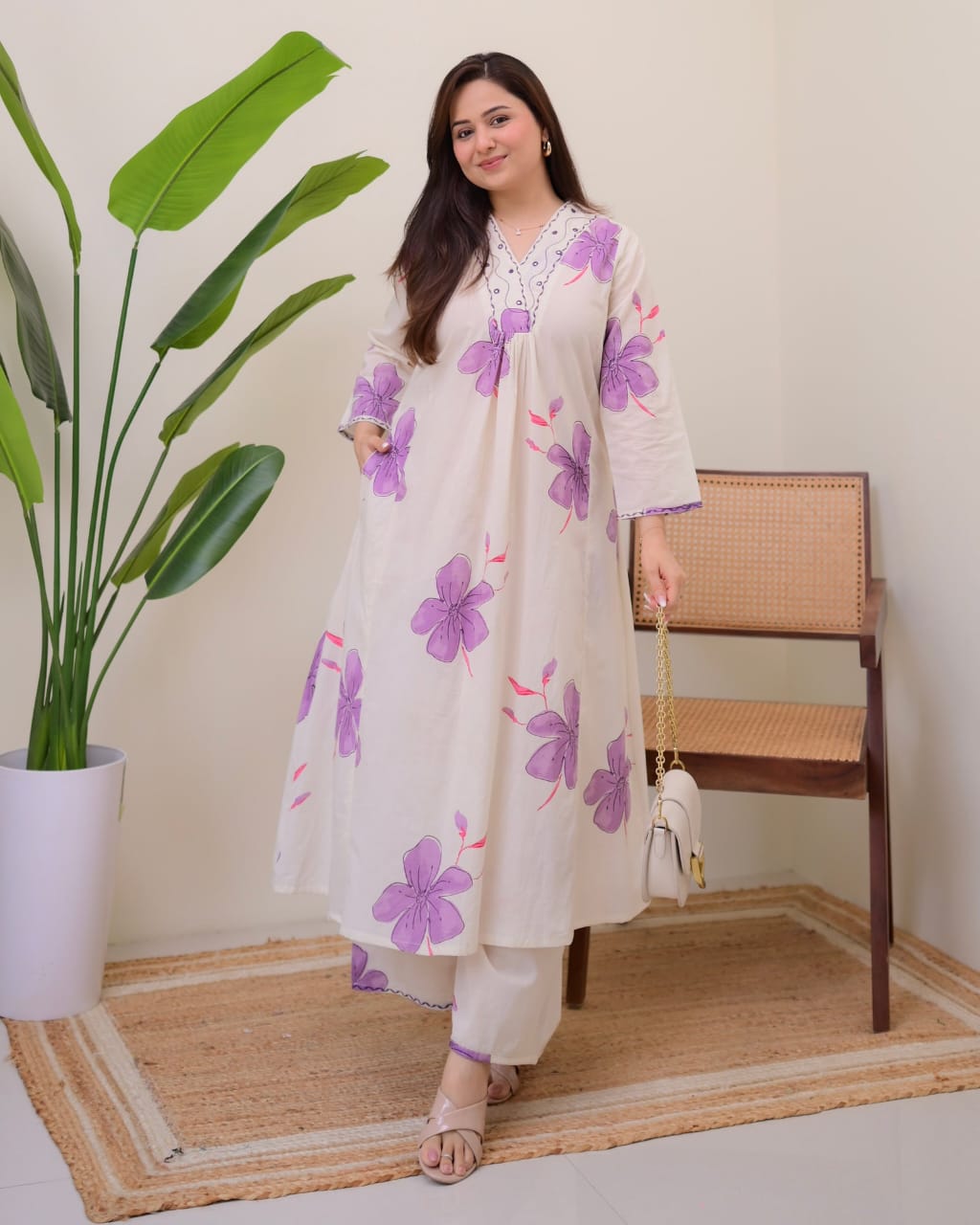 Zarika – Lavender Blossom Printed Kurti